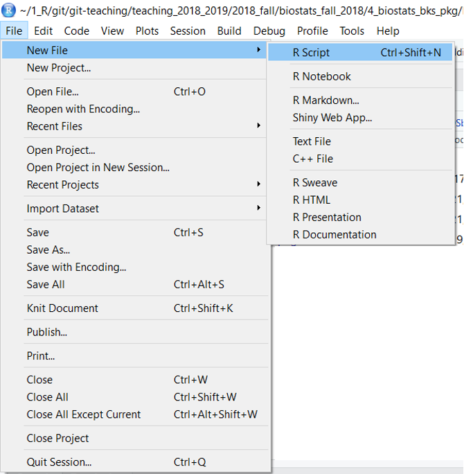 Creating a new R script file